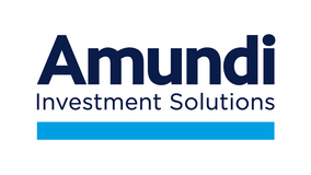 Logo von Amundi Investment Solutions in blauen und schwarzen Schriftarten.