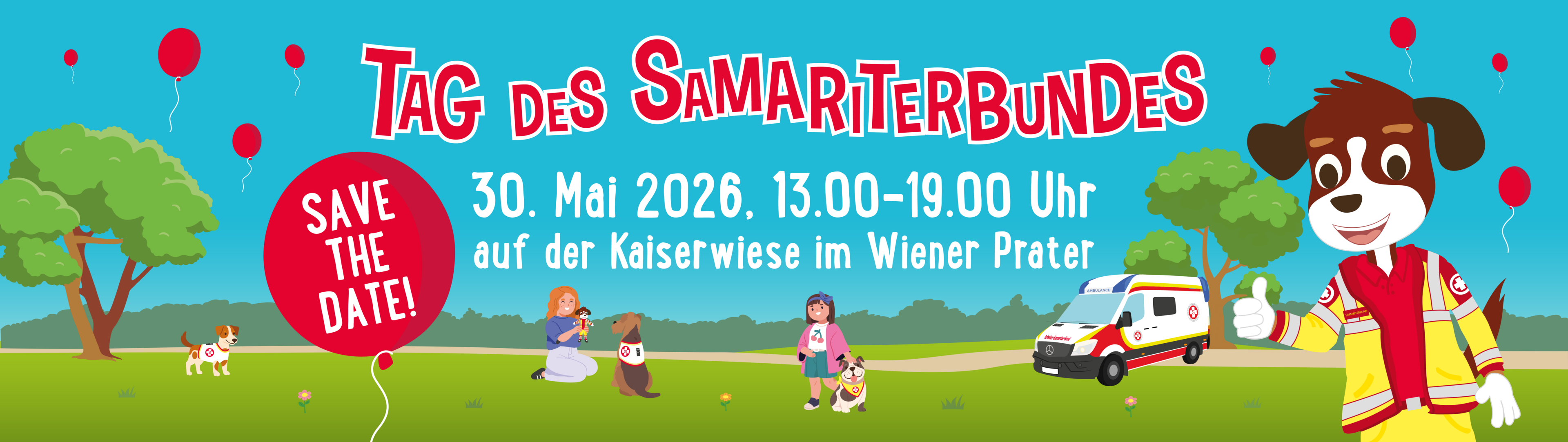 Tag des Samariterbundes am 30. Mai 2026 im Wiener Prater, 13:00-19:00 Uhr.