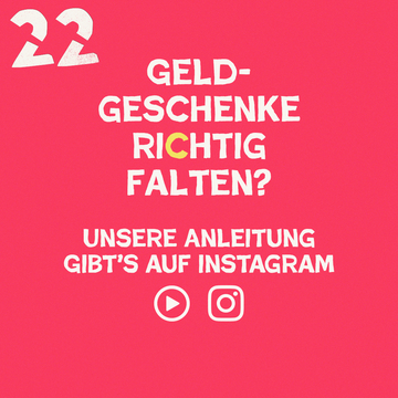 Geöffnetes Türchen Armventkalender mit Hinweis auf Anleitung für das Falten von Geldgeschenken auf Instagram