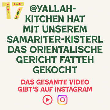 Geöffnetes Türchen Armventkalender mit Hinweis auf Rezept-Video von @Yallahkitchen auf Instagram