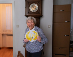 Letzte Woche haben unsere Fachbereichsleiterin Hermine Freitag und Pflegedienstleiter Valentin Lambrev unsere Klientin Frau Hladky besucht und ihr zum 100. Geburtstag gratuliert. 