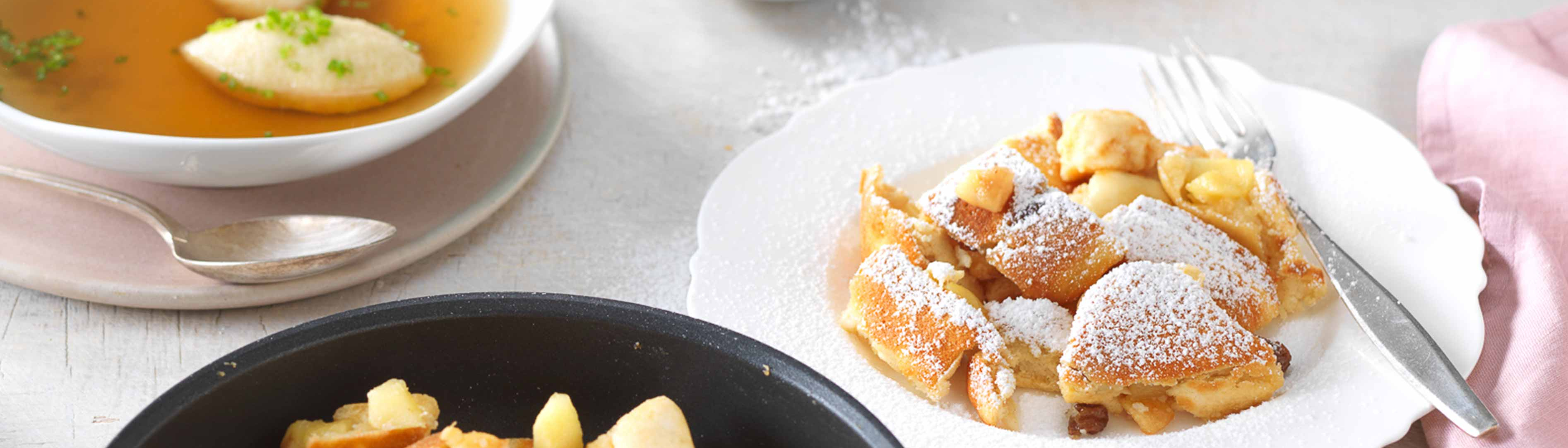 Symbolbild Essen auf Rädern mit Kaiserschmarrn und Grießnockerlsuppe