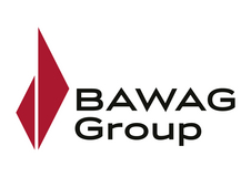 Logo der BAWAG Group, bestehend aus einem roten Symbol und schwarzer Schrift.