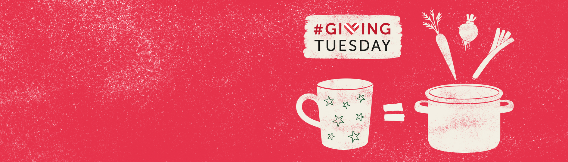 Grafik zu #GivingTuesday: Tasse symbolisiert Spende für eine Suppenküche.