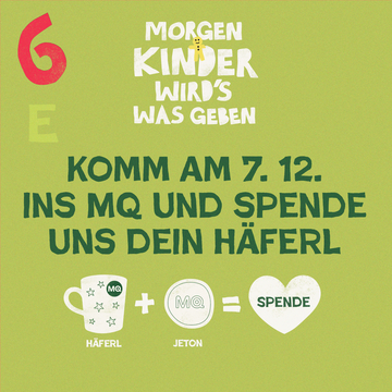 Geöffnetes Türchen Armventkalender mit Aufforderung zur Häferlspende am 7. 12. im MQ