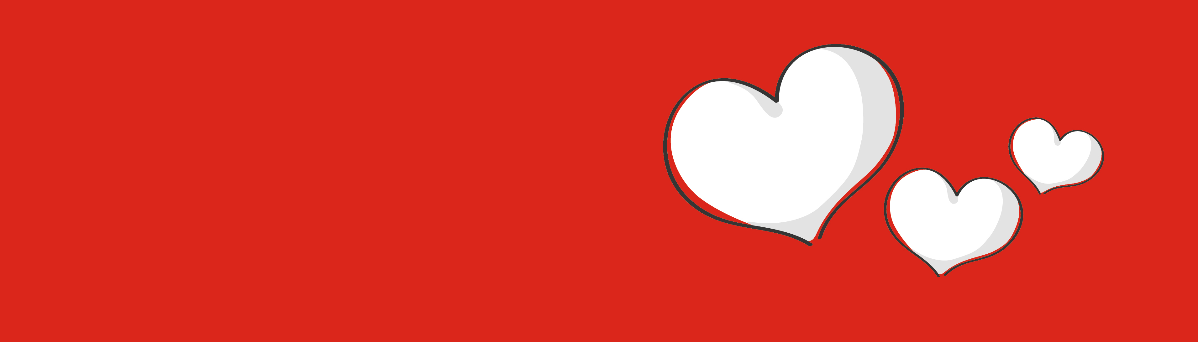 Grafik mit drei Herzen
