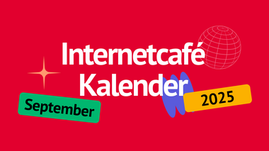 Internetcafé Kalender für September 2025 in leuchtenden Farben.